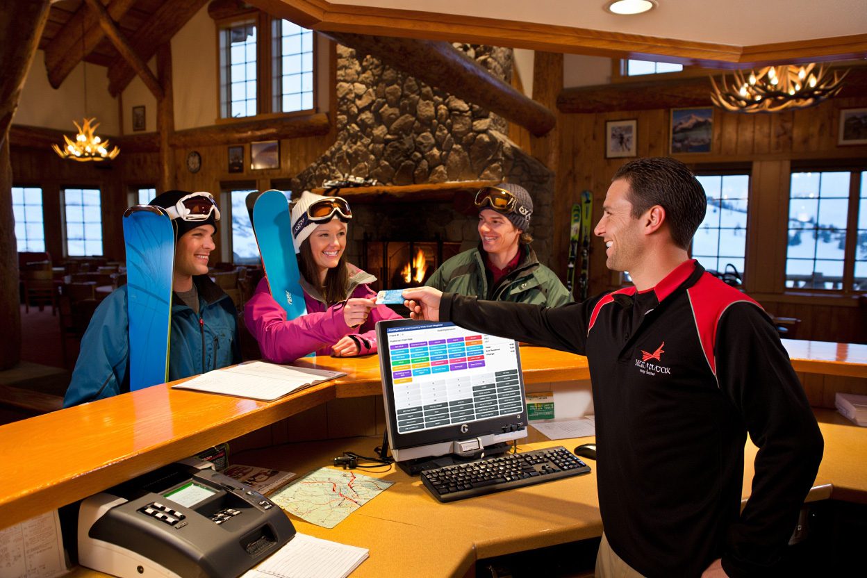 Getting checked in at ski resort using POS system
