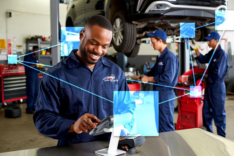 Automotive shop using TVI business management software to keep track of jobs, parts, inventory, clients, staff, accounting and promotions. 