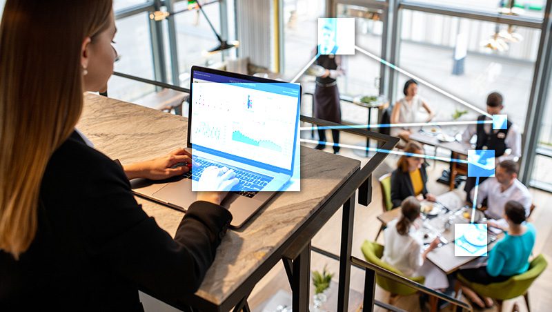 Bistro manager using TVI business managment software with custom fields, categories, tags, and API integration. 