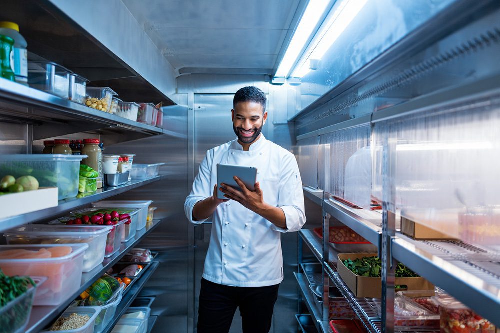 Chef checking inventory - automatic reordering