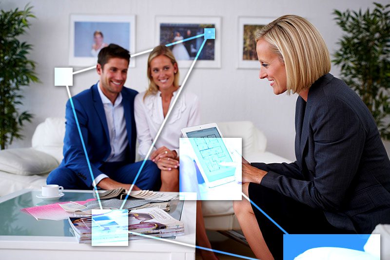 Interior designer with clients using TVI