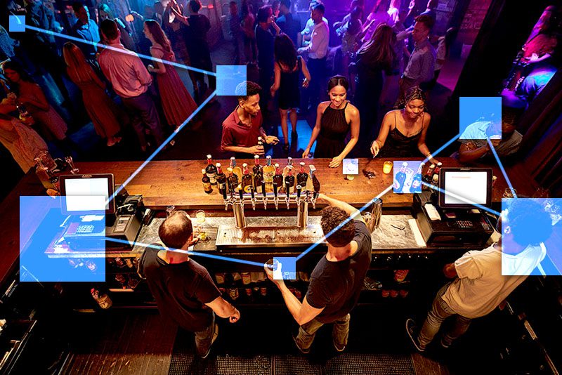 Nightclub using TVI at bar which connects customers and staff to  accounting automatically so every sale is reflected in real-time. 
