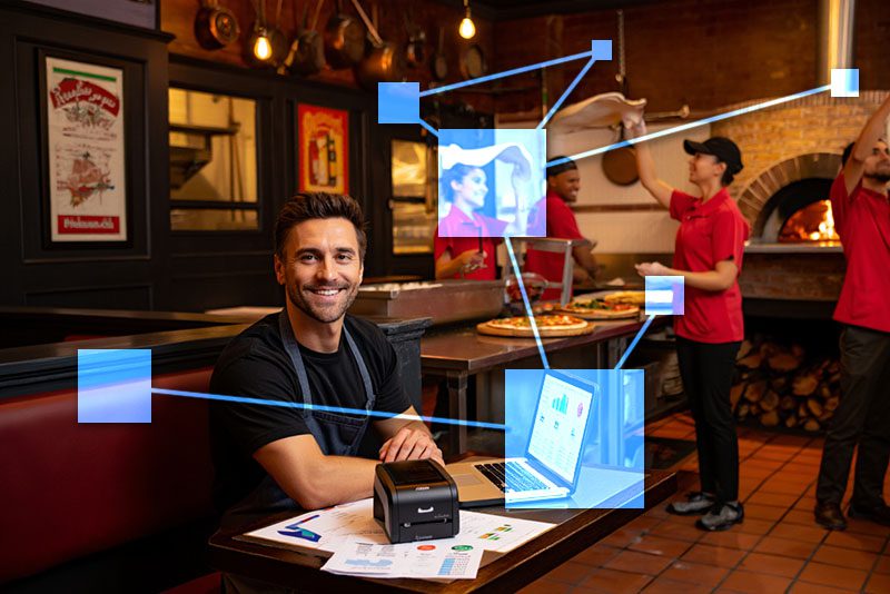 Pizza store owner using TVI software for Client, Staff and vendor management, as well as accounting and ingredient inventory. 