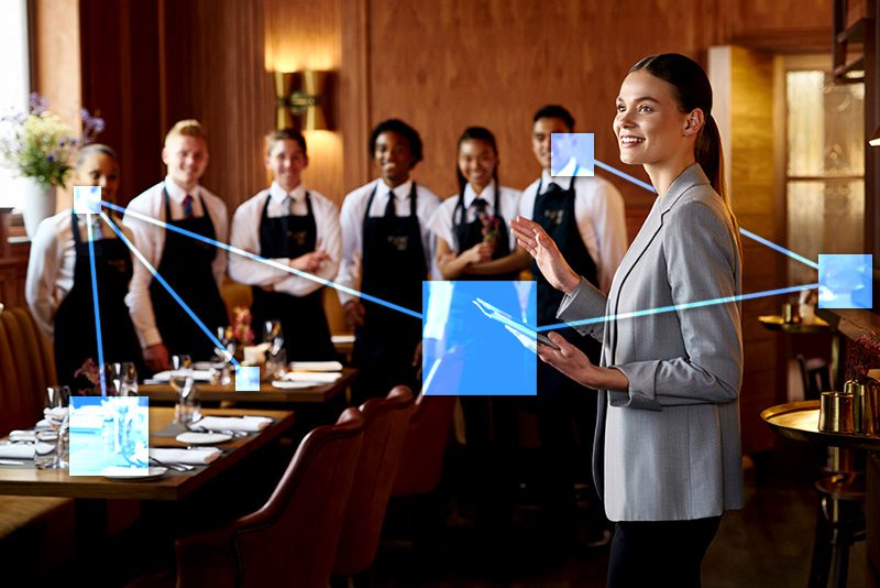 Restauranteur managing staff with TVI customized to follow her workflow. 